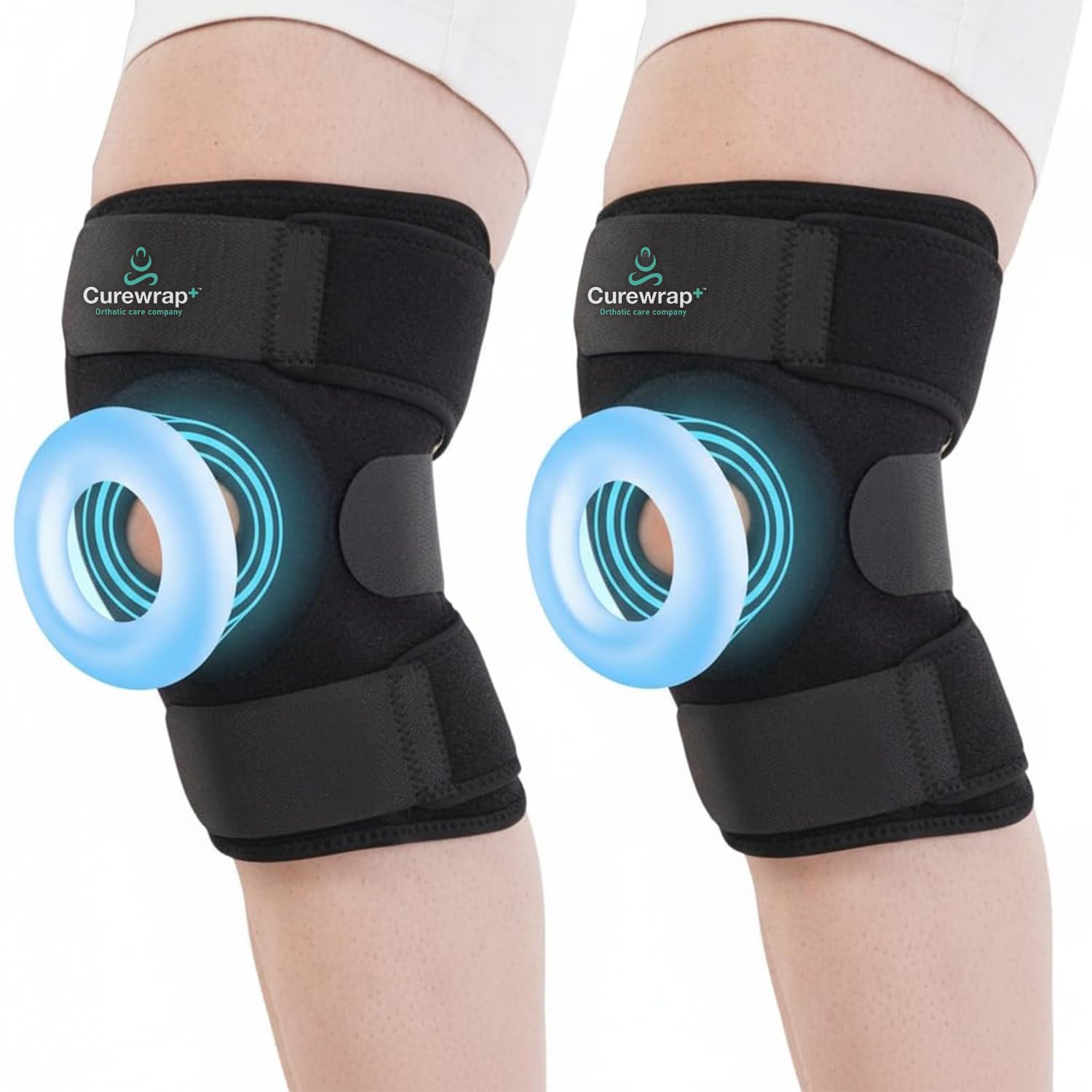 CUREWRAP Adjustable Neoprene Knee Support Brace, Universal Size (Pack of 2)-image-40