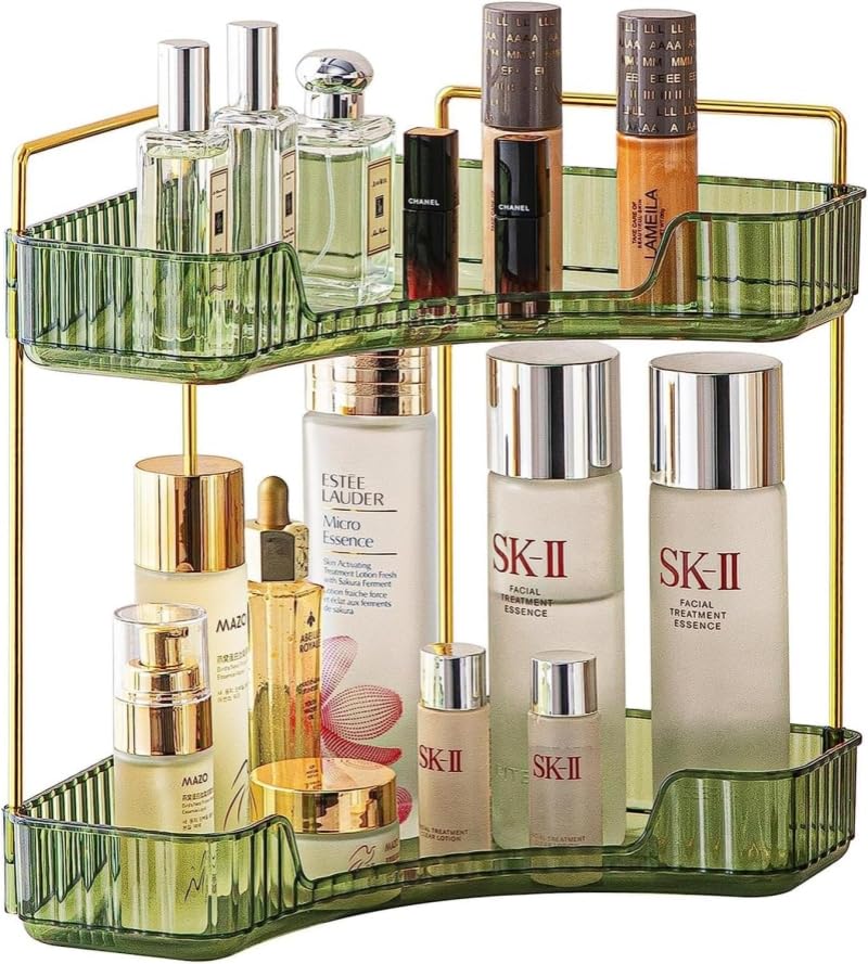 Corner Bathroom Counter Organiser, Vanity Trays for Bathroom Skincare Makeup Organiser Shelf, Vanity Organiser