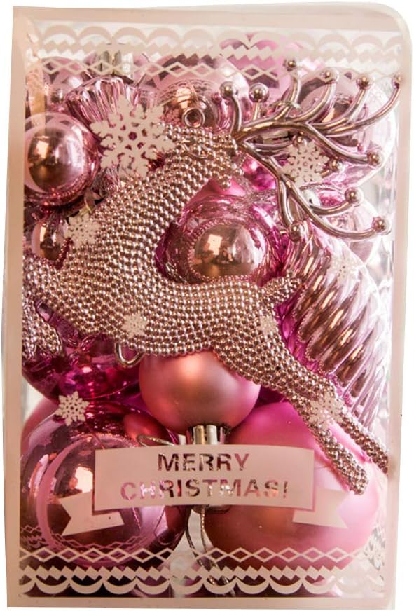 tbpersicwT💗 Xmas Decor, 30Pcs Christmas Ball Heteromorphic Pendant Set Xmas Party Festival Hanging Decor Pendant - Pink