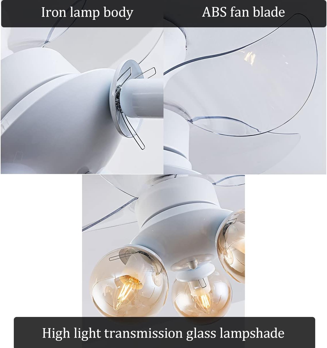 YUEGOO Ceiling Fans with Lamps,Reversible Ceiling Fan with Light Kids 3 Colors Dimmable Remote Control Fan Ceiling Lights Indoor Living Room Ceiling Fan Light with Timer for Dining Room