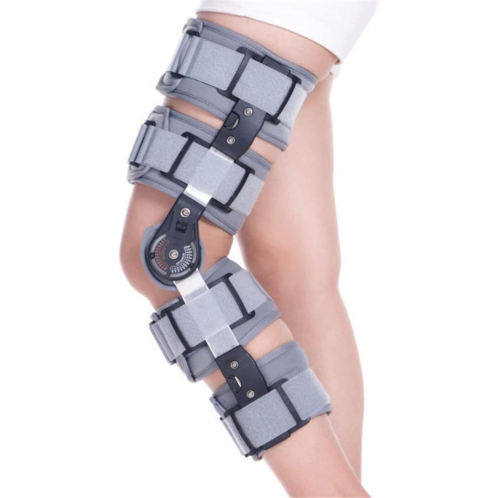 Rodillera con Bisagras para Estabilización De La Recuperación, Soporte Ortopédico Médico Ajustable, Universal, Ideal para Lesiones De Ligamentos Cruzados Anteriores (Lca),Gray