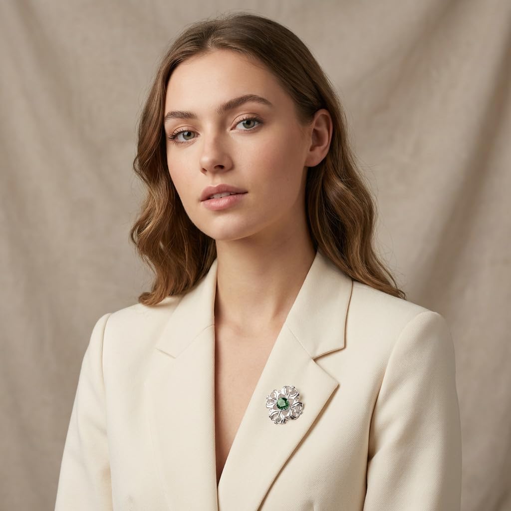 Alexander Castle Broche Chardon Écossais en Argent Sterling 925 pour Femme, ornée d'une Pierre Émeraude en Oxyde de Zirconium - Cadeau Écossais pour Femme, avec Coffret Cadeau Bijoux
