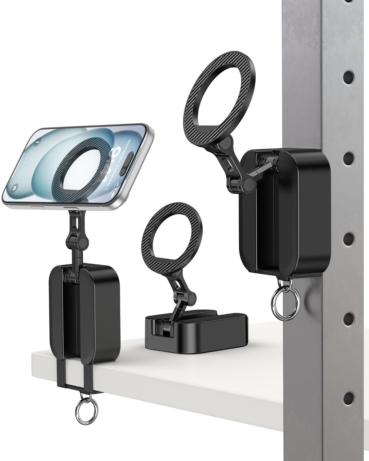 A2C 3-in-1 Magnetische Handyhalterung fürs Gym, extra Starke Magnetkraft, Faltbare Handyhalterung mit Clip für Reise & Schreibtisch, Fitness Zubehör & Geschenk für Männer und Frauen