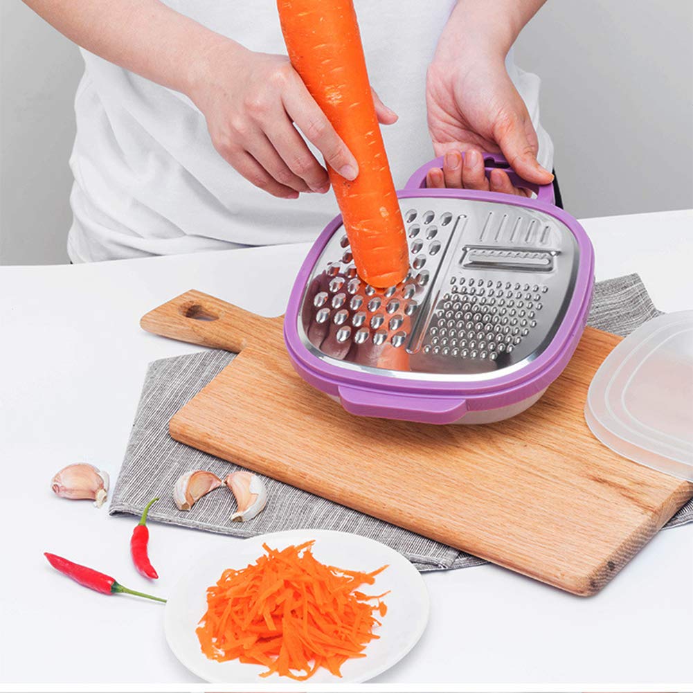 Li-HIM Cortadora de rallador de Queso/trituradora de Cocina de Acero Inoxidable con Caja de Almacenamiento, para Verduras de Jengibre Fruta Chocolate