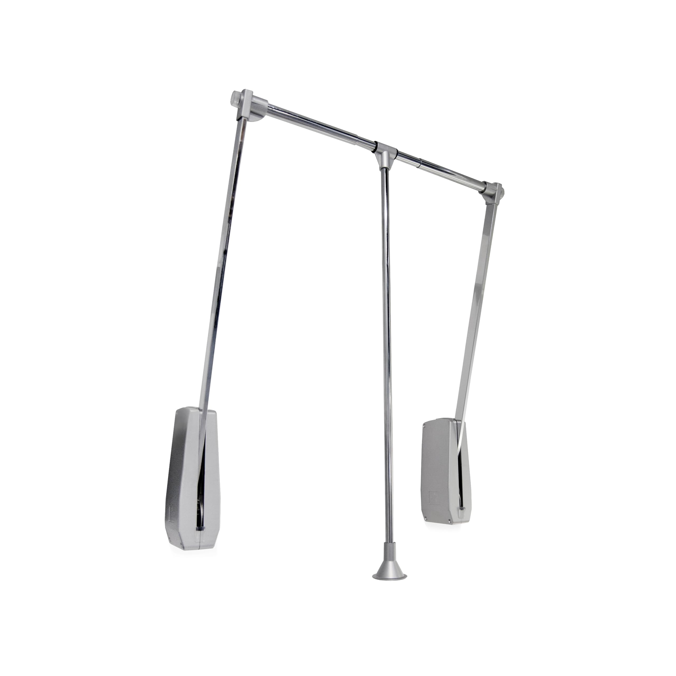 Emuca - Hang pull down wardrobe rail lift wall-mounted, pull down wardrobe rail lift, adjustable width 600-83mm (23,6-32,6 inch), Chrome plated, Steel and Plastic