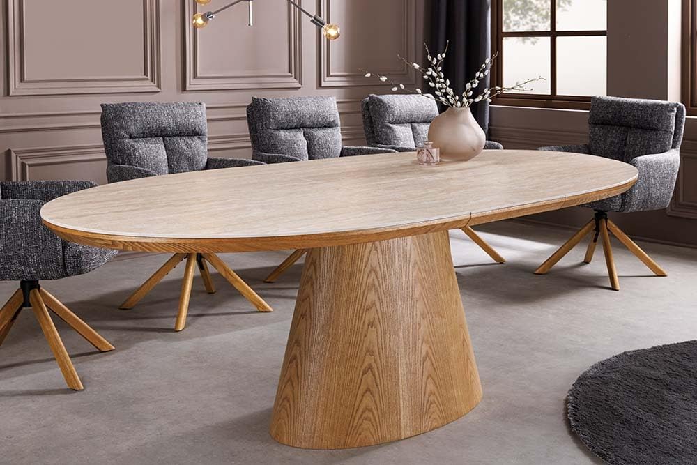 Esstisch UNIQUE 200cm - braun natur - Keramik - Stauraum robust