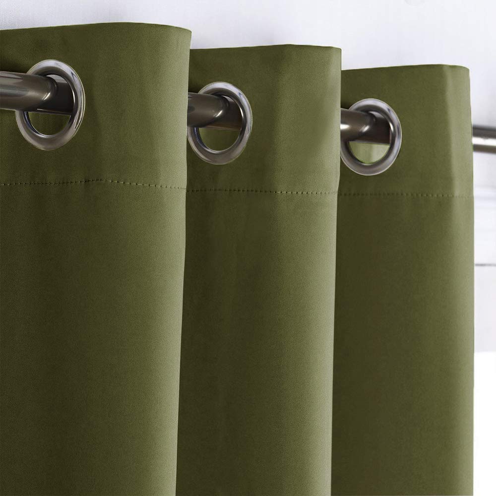 NICETOWN 84" Blackout Curtains - Thermal Insulated Grommet Drapes For Bedroom & Theater (Greyish Green, 42" Wide Per Panel) - View #10