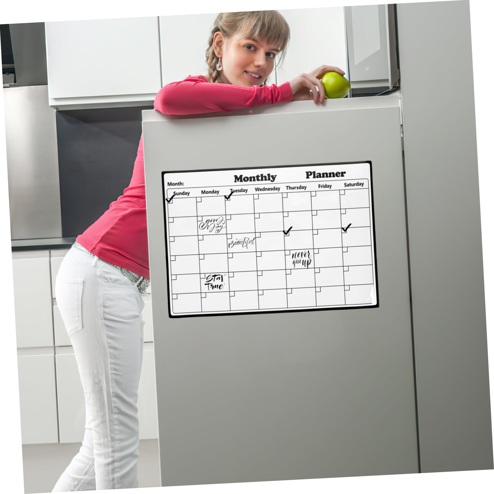 3St Kalender-Kühlschrank-Aufkleber Kühlschrankkalender magnetisch Liste Monatsplaner Whiteboard Spitze Erinnerung an den Kühlschrank Kühlschrankplanungs-Whiteboard Weich magnetisch