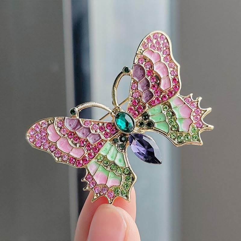 Image of Variety Styles Butterfly Brooch - Multi-Color Rhinestone Crystal Brooch Pin Cute Butterfly Shape Corsages Brooches Decoration Gift for Women