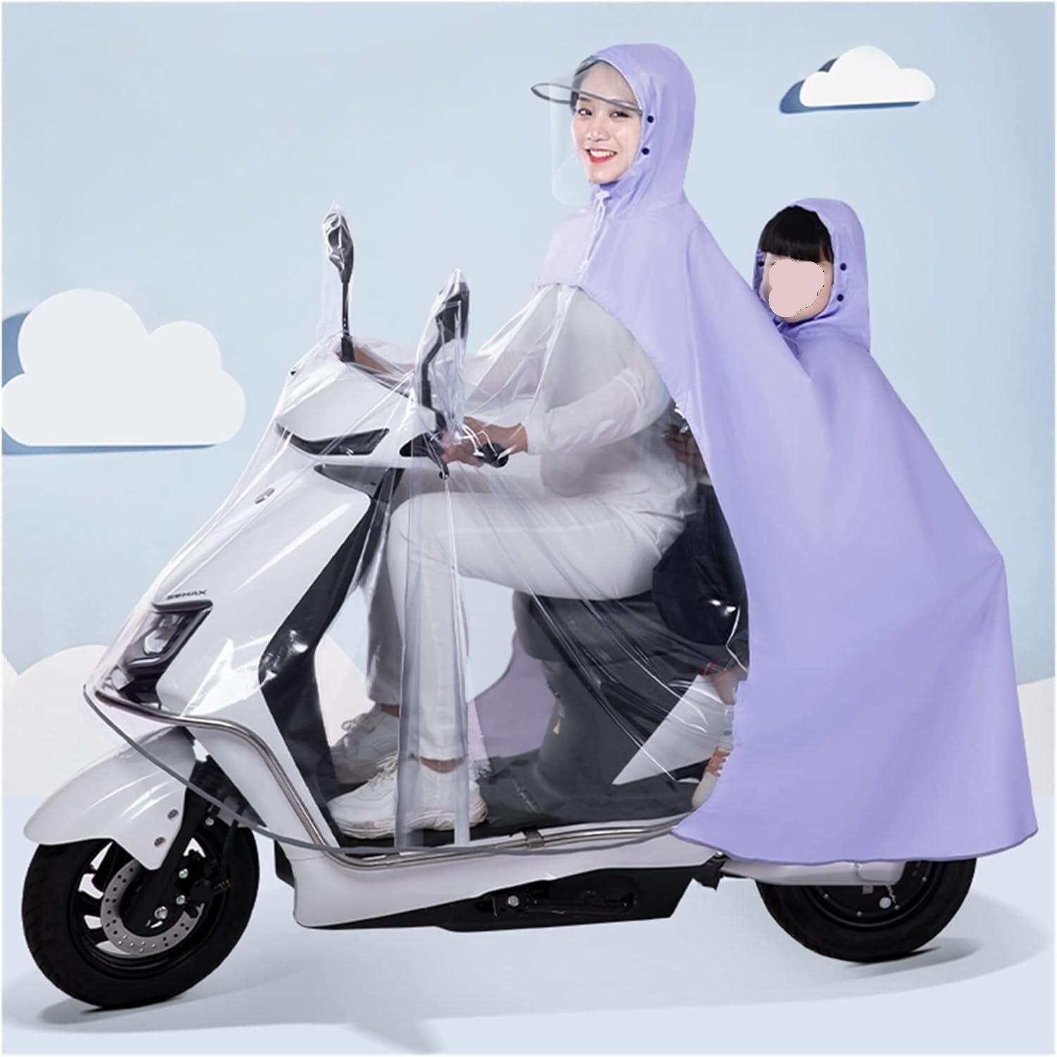 Cycling Rain Poncho with Mirror Cover for Bike E-Bike Scooter Motorcycle Multicolor 4XL/5XL(Purple,4XL)