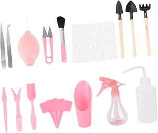 Outanaya 16pcs Succulent Planting Tools Kit with Mini Transplanting Accessories, Pink Watering Sprayer Included, Compact Gardening Set for Potted Plants and Indoor Garden Care Random Color