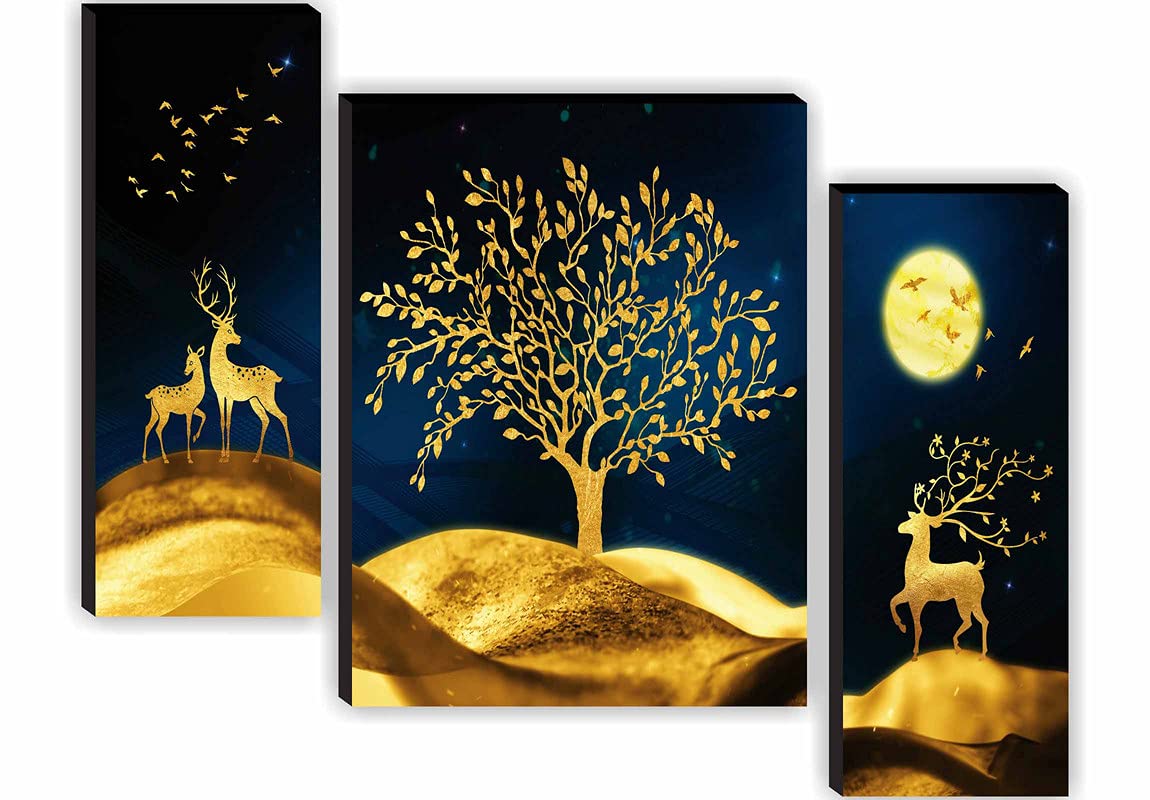 SAF paintings Set of 3 Deer with Tree Modern Art UV Textured Home Decorative Gift Item Self Adeshive Painting 18 Inch X 12 Inch SANFJM31009 (B08RYSRNMM) Amazon Price History, Amazon Price Tracker