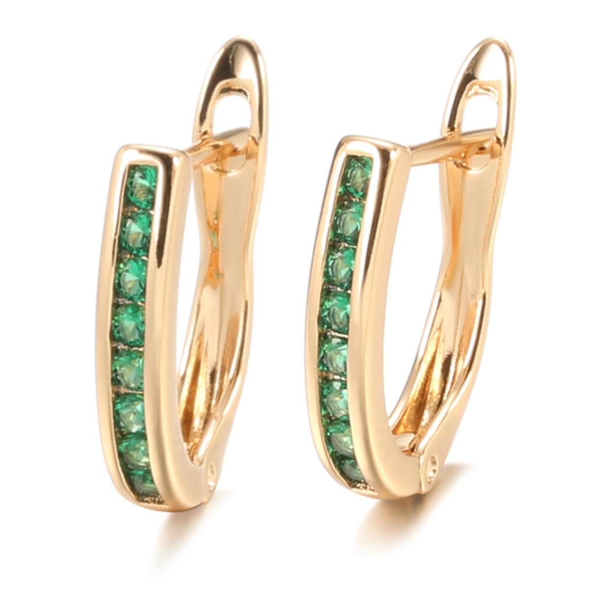 YAHOYA Luxury Green Natural Zircon Stud Earrings For Women Beautiful 585 Rose Gold Earring Wedding Engagement Jewelry