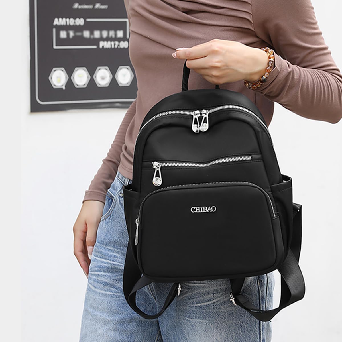 Small Nylon Backpack For Women 12.2 Inch Stylish Casual Lightweight Waterproof Resistant Mini Travel Bag - Image 7