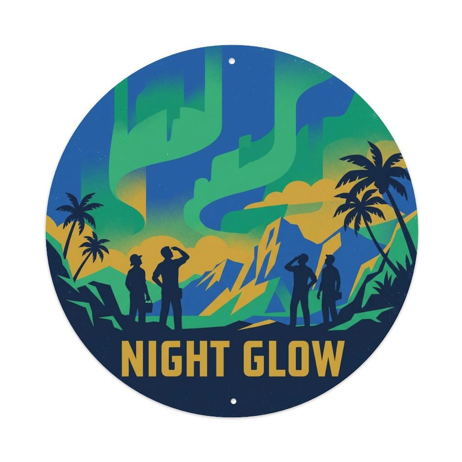 Hawaii Aurora Glow Volcanic Island Sky Tropical Metal Tin Sign