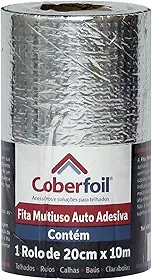 Fita Manta Asfáltica Adesiva Multiuso Metalizada 20cmx10m Auto Colante Vedação para Telhados Calhas Rufos Alta Resistência e Durabilidade Vazamentos Vedação Refletiva Aluminizada