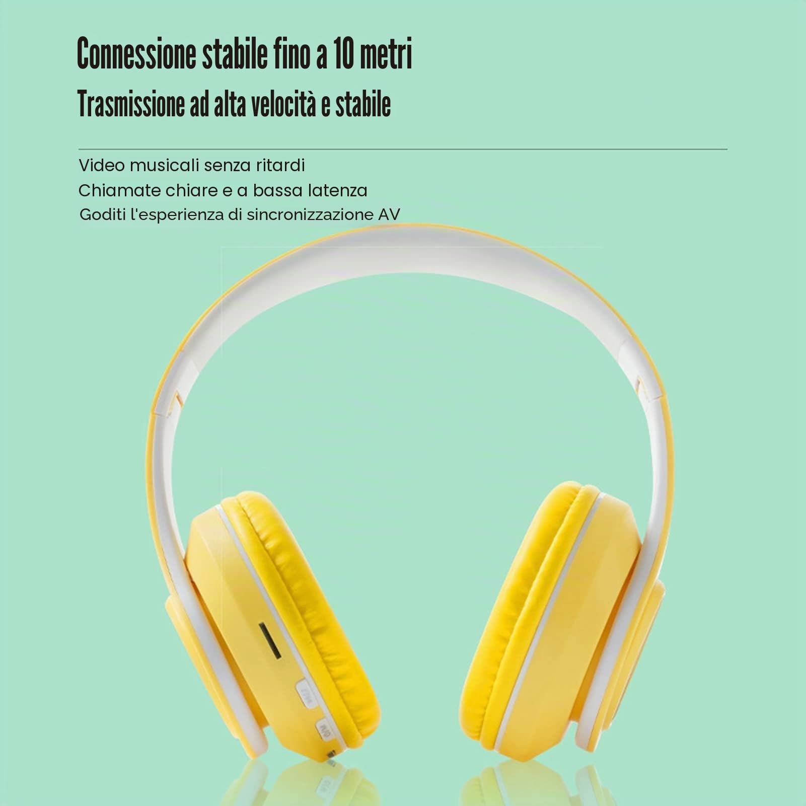 Cuffie con Cancellazione Attiva del Rumore, Cuffie Auricolari Wireless Bluetooth 5.0 Pieghevoli, Cuffie con Luce Colorata RGB, Cuffie Auricolari in Pelle PU, per Ragazzi, Ragazze(Giallo)
