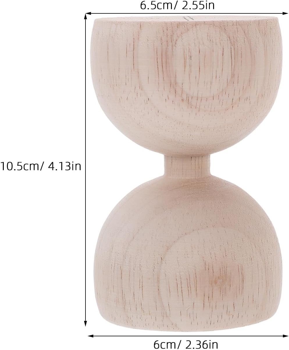 2pcs Wood Carved Staircase Finial Post Caps Hourglass Design Round Wooden Fence Post Covers for Home and Villa Decking Decoration