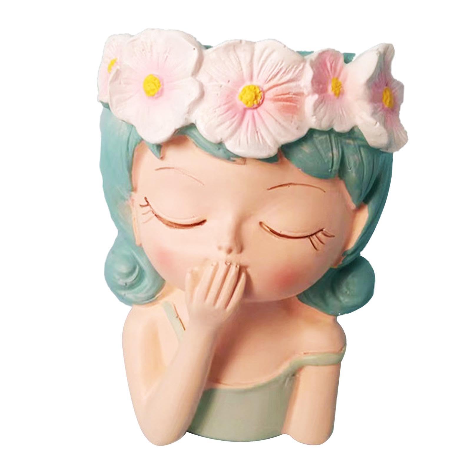 Zambuph Girls Bust Vases Elegant Portrait Planter Flowerpot Beautiful Statue Adds Unique Flair To Home Decor Bust Vase Planters Portrait Planter Flower Pot Bar, Style B