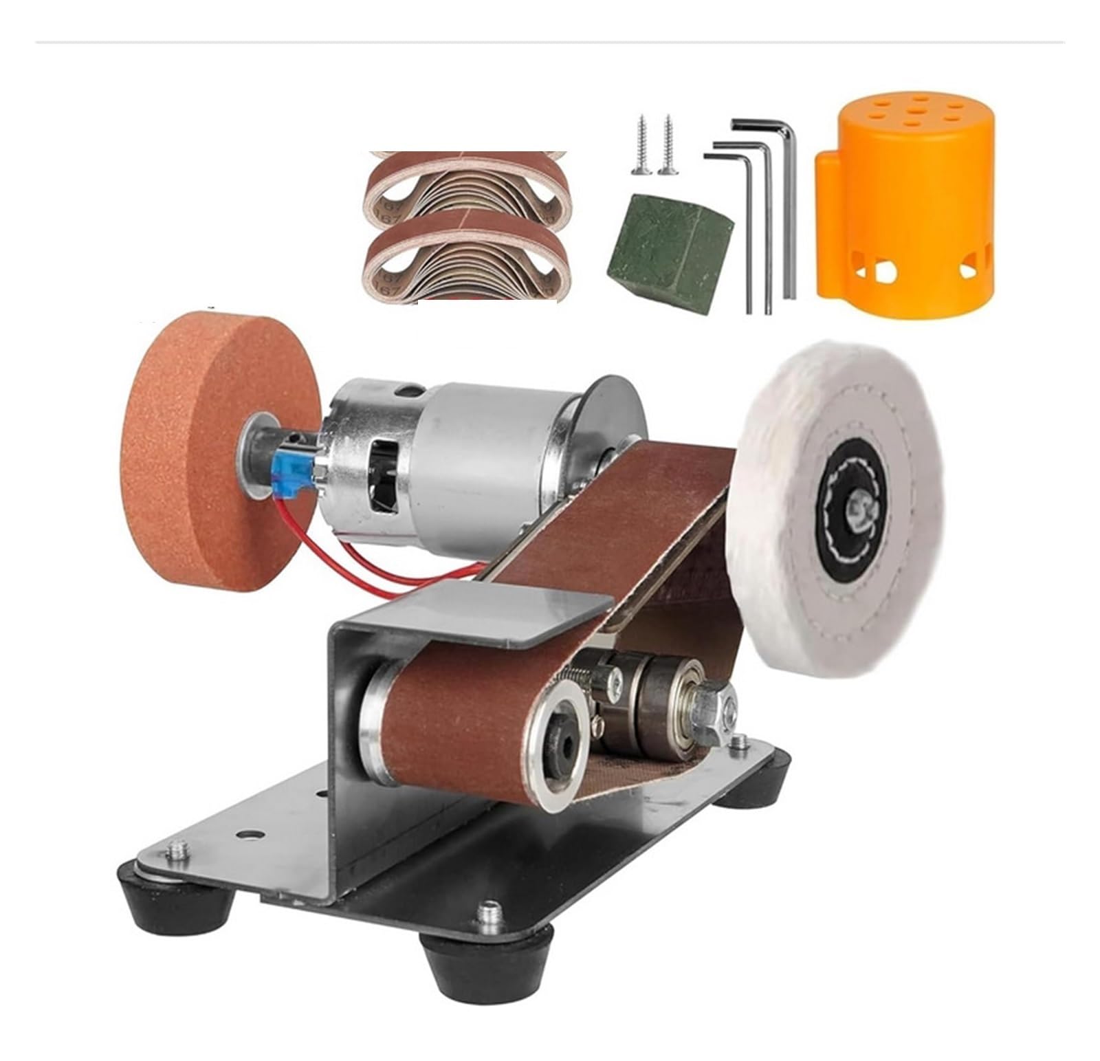 Csdasw 001-107 Mini Electric Belt Sander Diy Polishing Grinding Machine With Grinder Set Sharpener Cutter Knife Eds Jewellery Diy