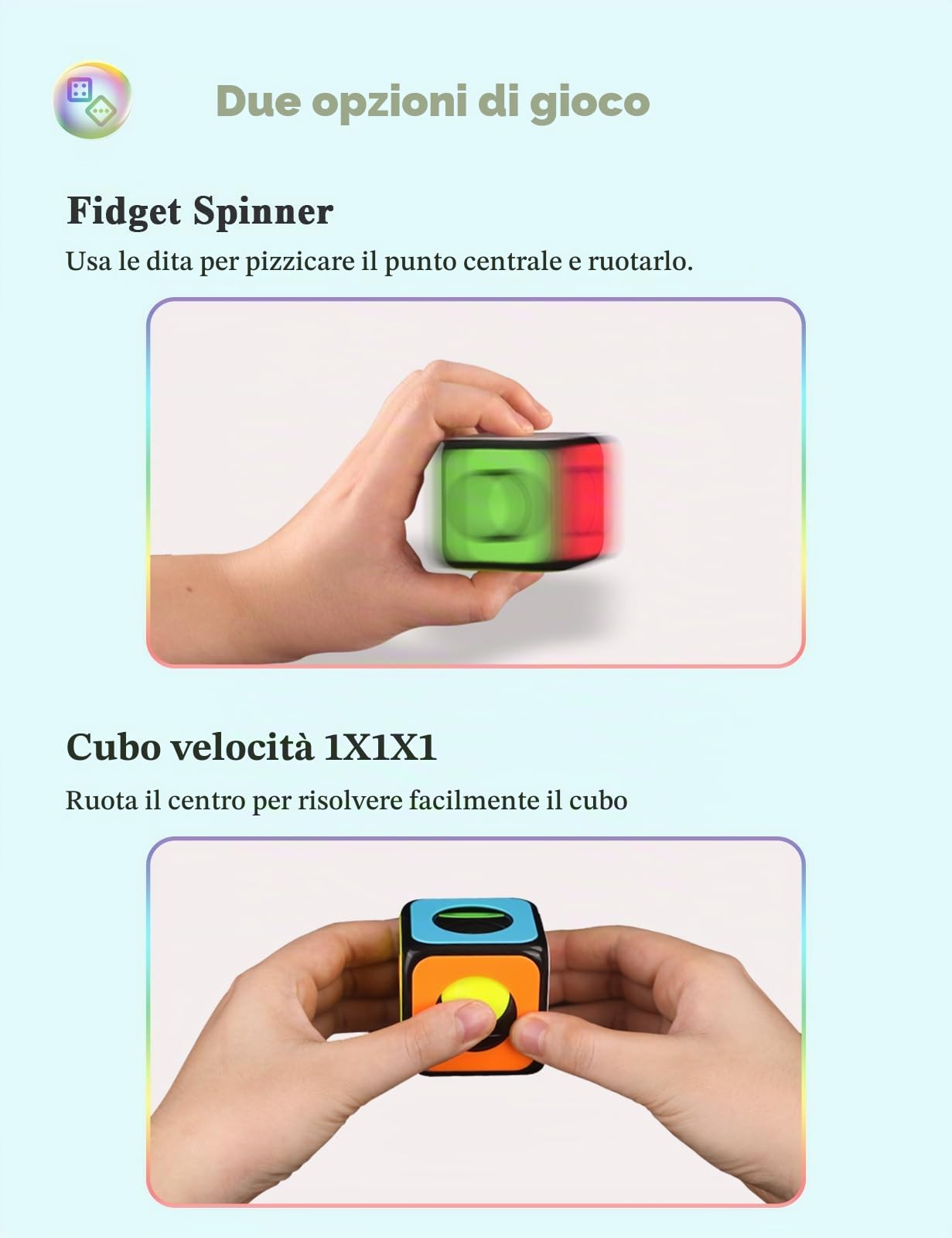 ROXENDA Cubo di velocità, Original Speed Cube Qihang Cubo Magico Puzzle Super-Durevole Stickered con Colori Vivaci (1x1x1 Cube)