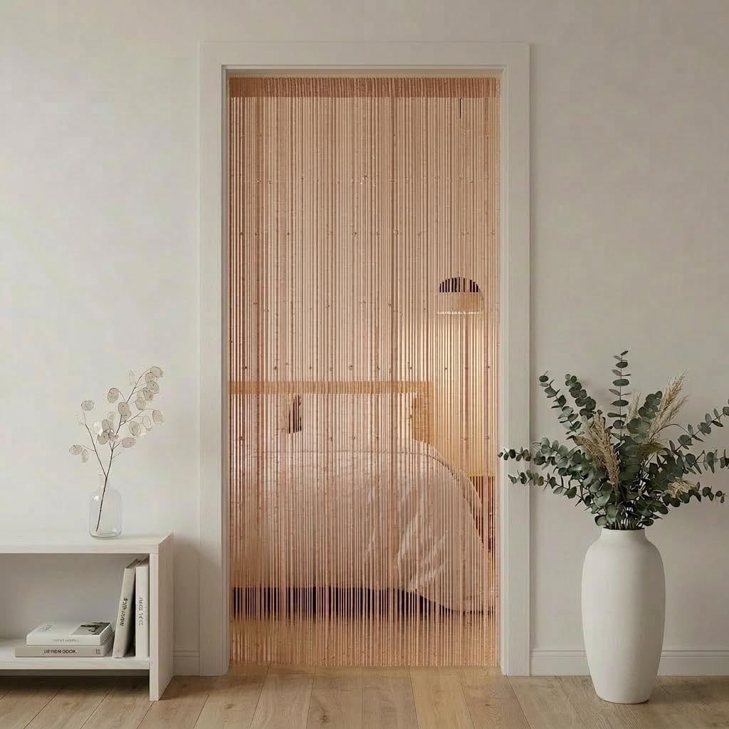 Beaded Curtain for Doorways – 39"x79" Black Crystal Beads, Interior Hanging Decoration for Partition, Closet, Doorway, Room Divider (Pink)