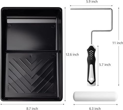 Miniatura 7 de Mister Rui Kit de rodillos de pintura, paquete de 9 rodillos de pintura de espuma de alta densidad de 6 pulgadas, bandeja de pintura con forro, mini