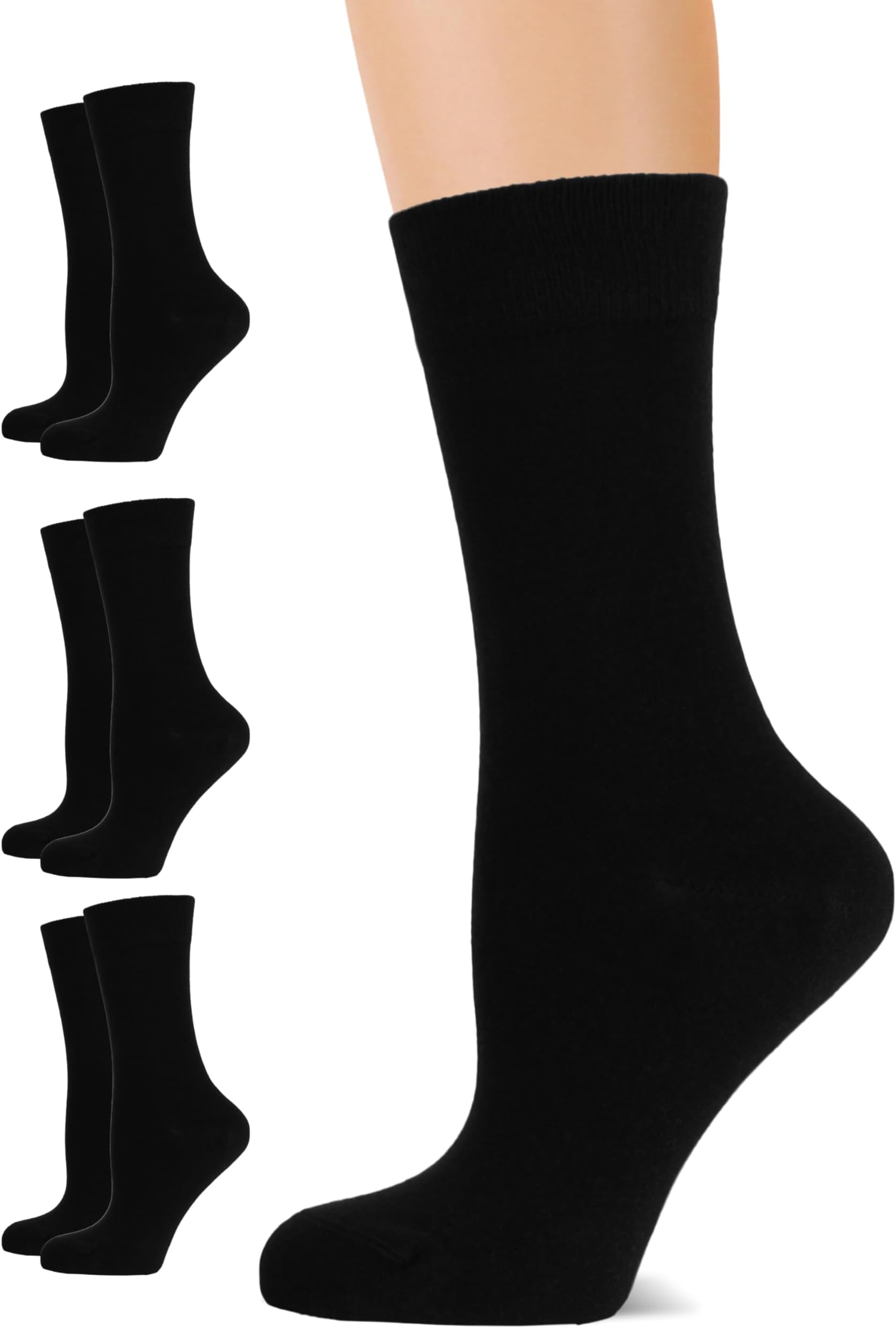 Women's Bamboo Dress Socks, Crew for Business Trouser Casual, Soft, Thin & Seamless, Size 6-9/9-12 (3, 4 or 5 Pairs)
