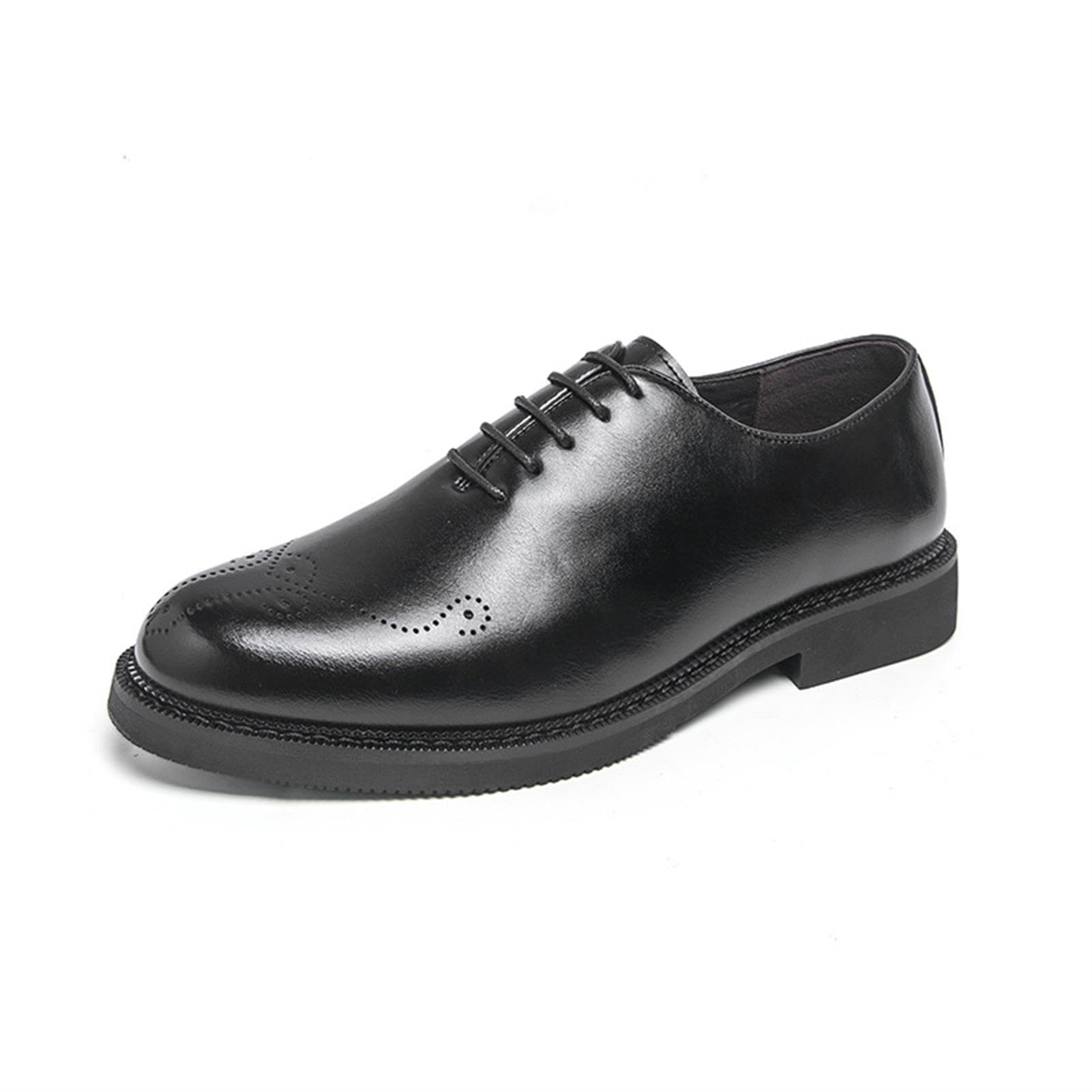 Zapatos Oxford Hombre Piel Vestir Clásicos Brogue Cordones Zapatos de Negocios Boda Fiesta Elegante Derby