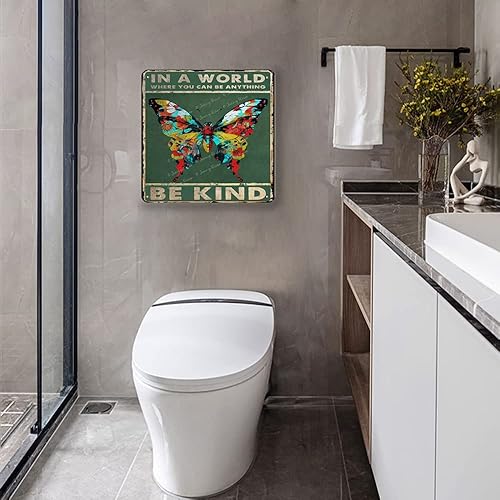 Miniatura 4 de Decoración de pared de mariposa, en un mundo donde puedes ser cualquier cosa ser amable, letrero de lata de metal retro, decoración de cita