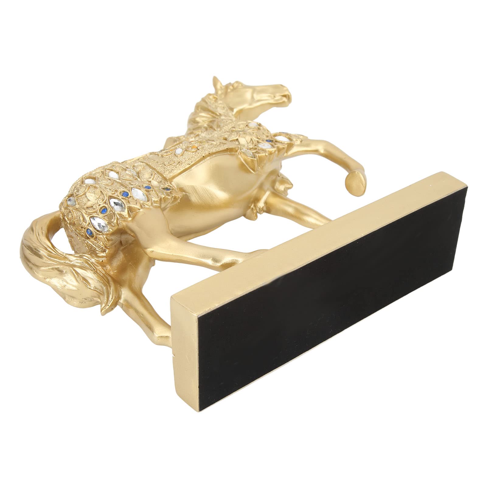 Cryfokt Estatua Dorada de Caballo Que Camina, Decoración Artística de Animales Nobles para Sala de Estar, Elegante Adorno de Resina de 10,35x10,23x2,59 Pulgadas