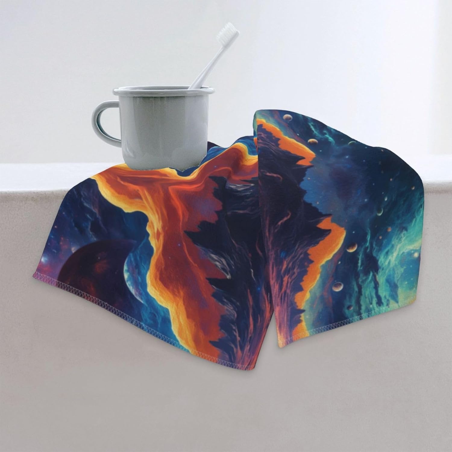 Galaxy Planet Print Hand Towels for Kitchen, Decorative Bathroom Towels Decor Farmhouse Cute for Men Women Gifts