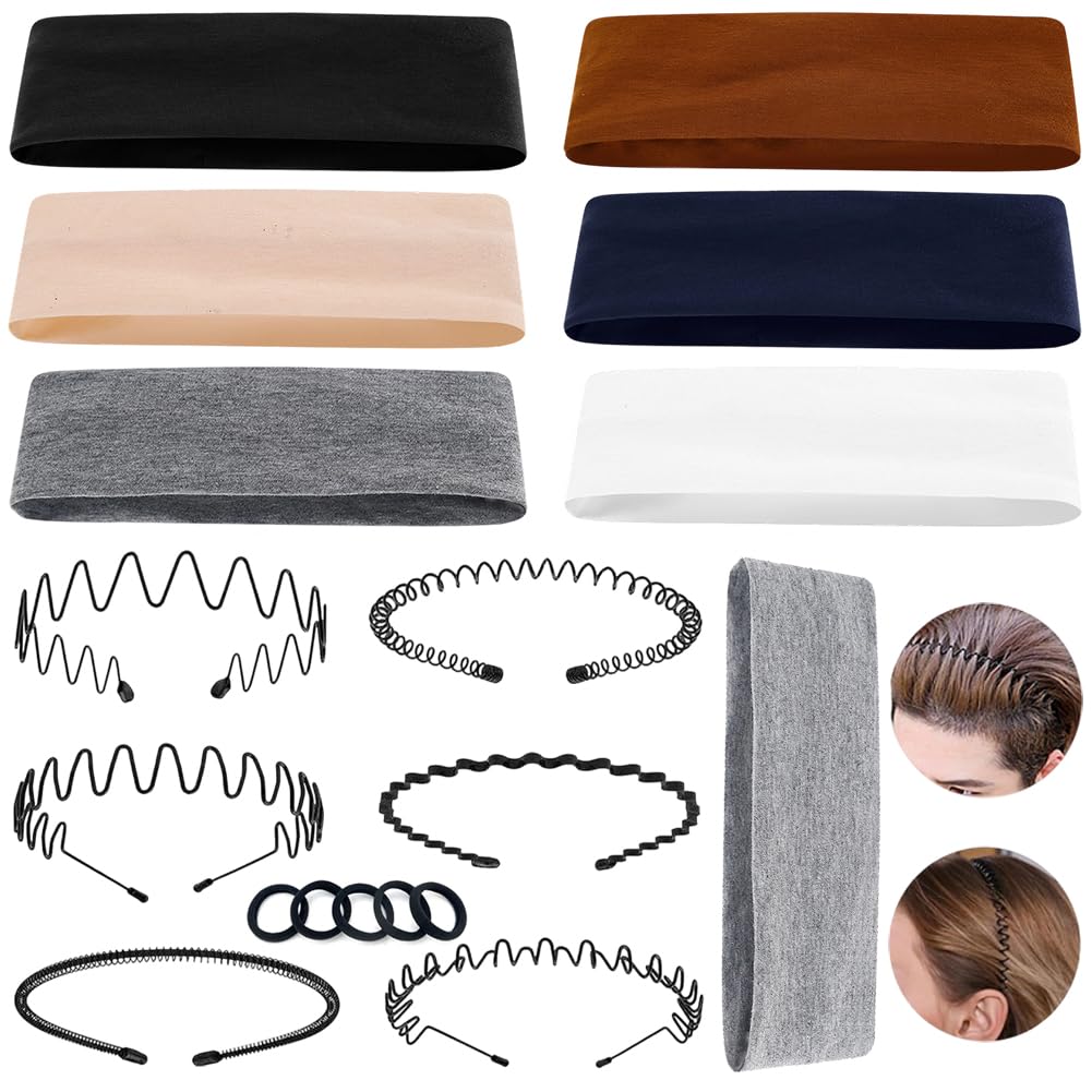 Sports Headband 18pcs Set Plastic Wavy Hair Comb Headband Sharks Tooth Hair Band Accessories Set for Women Men Girls for Exercise Fitness