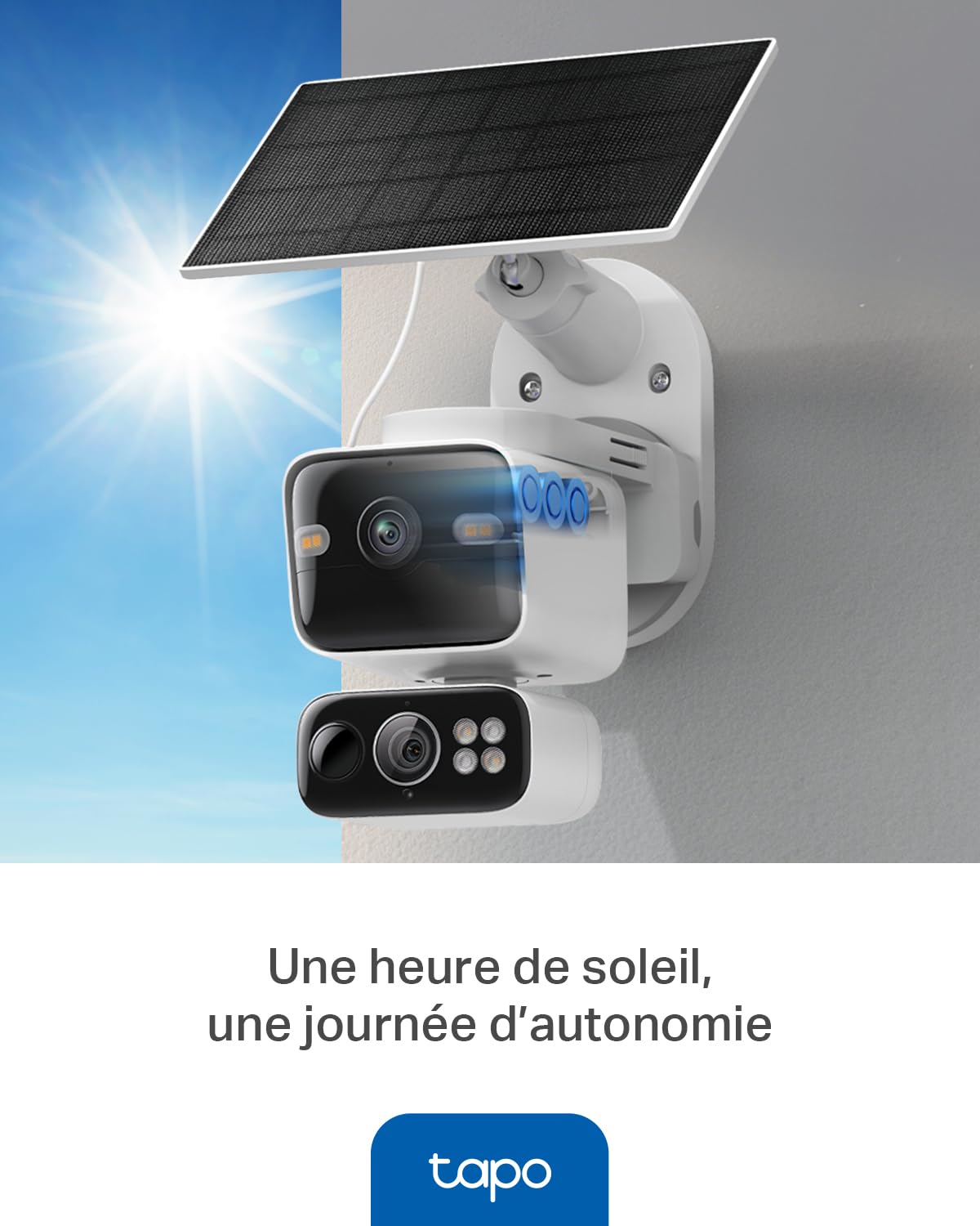 Tapo C645D KIT Caméra Extérieur sans Fil Solaire 2K Double Objectif – Caméra Surveillance WiFi Extérieure sans Fil 360°, Détection IA Personne/Véhicule/Animal, Suivi Automatique, Batterie 10000mAh