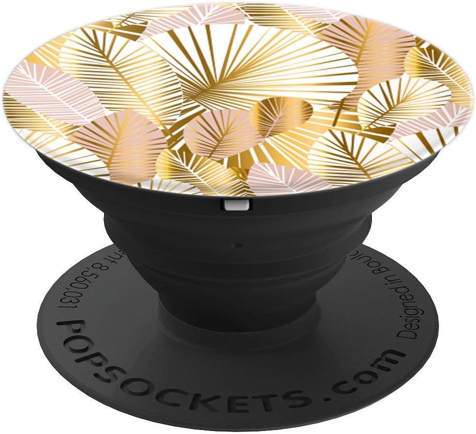 Pop Socket Palm Leaves Pink White Pattern - PopSockets Grip and Stand for Phones and Tablets