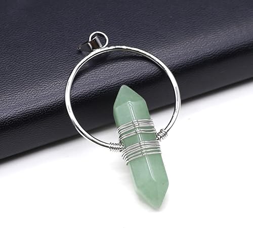 Miniatura 5 de QSLLER 4 colgantes de piedra natural con prisma hexagonal, amatista, cuarzo rosa, ópalo de cristales curativos, dijes de piedra para hacer joyas,