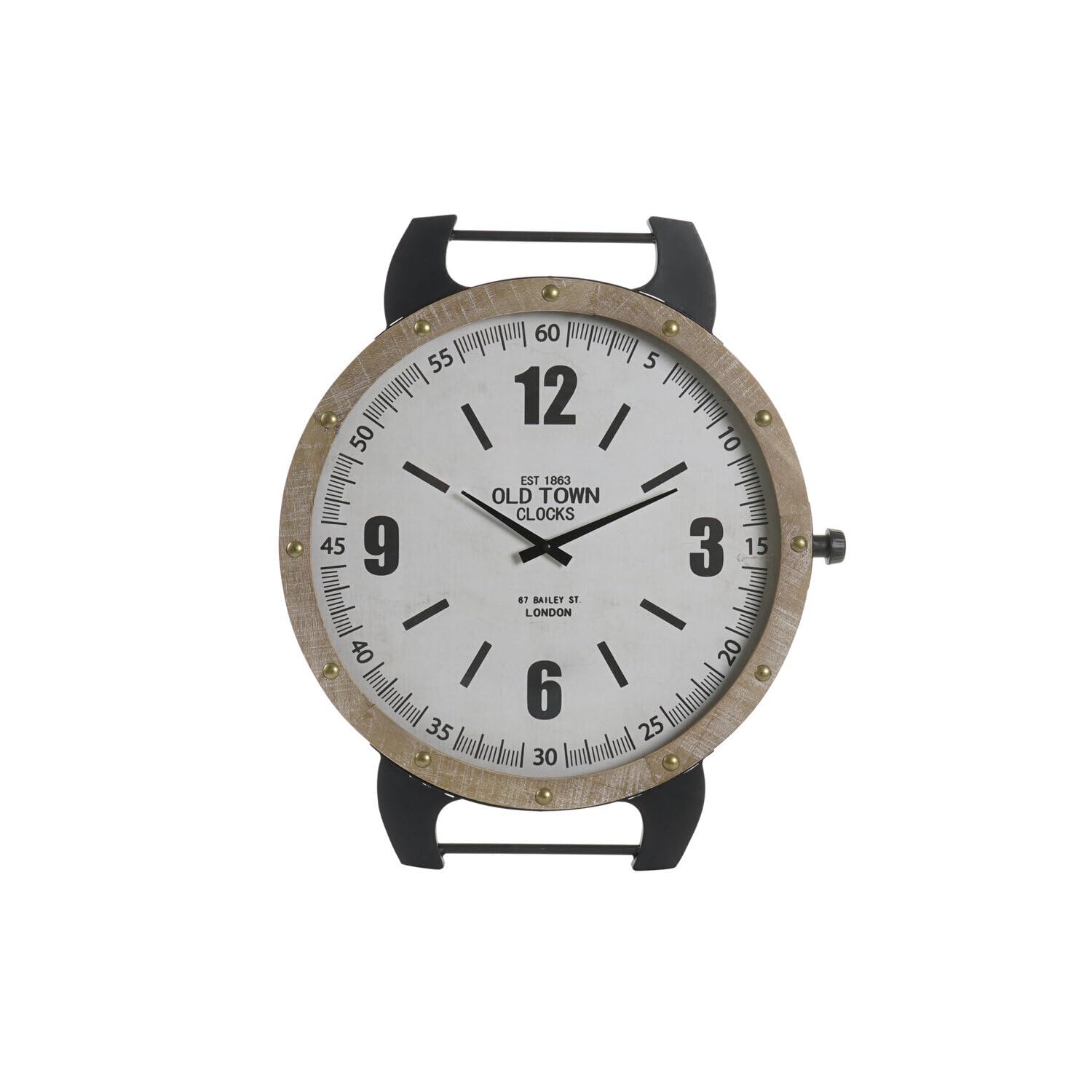 Horloge murale en fer et bois MDF blanc de 52x60 cm pour salon
