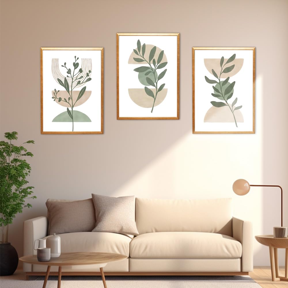 Zfseyuh Juego de 3 Pósteres Estéticos de Plantas Verdes Modernas 40x50CM Pósteres Modernos de Color Verde para Pasillos, Sala, Dormitorios, Sin Marcos