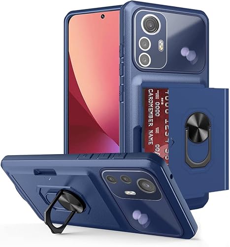 Asuwish Funda de teléfono para Xiaomi Mi 12 5GMi 12X 5G cubierta híbrida ranura móvil Kickstand película de crédito robusto anillo delgado titular