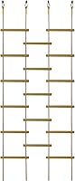 NBLOVE Rainbow Kids Wooden Rope Ladder - 14" Wide 3/4/5-Group Connect Ninja Warrior Tree Swing Climber (3-Interlinked Natural Wood Set)