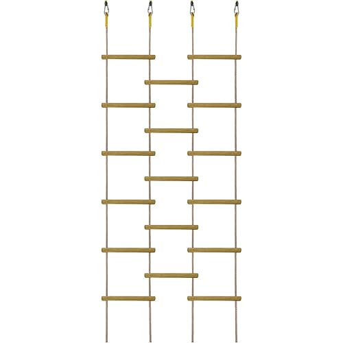 Innovative Rainbow Kids' Wooden Rope Ladder - 3/4/5-Group Connectivity, 14-Inch Wide, Ideal Ninja Warrior Accessory for Tree, Swing & Play (Set1: 3-Interlinked Natural Wood Ladders)