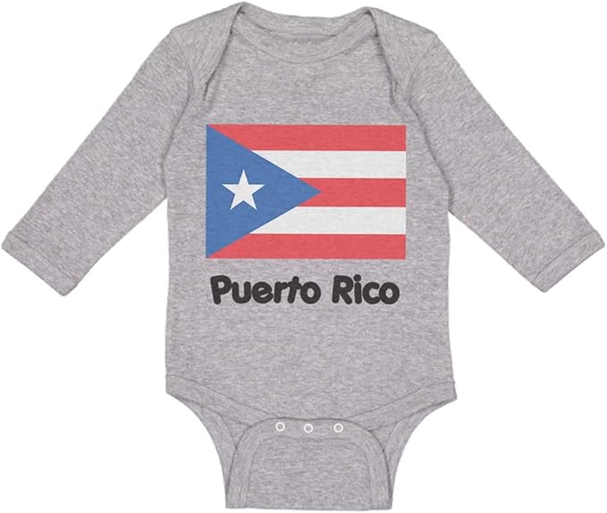 Baby Long Sleeve Bodysuit Puerto Rico Flag Boy & Girl