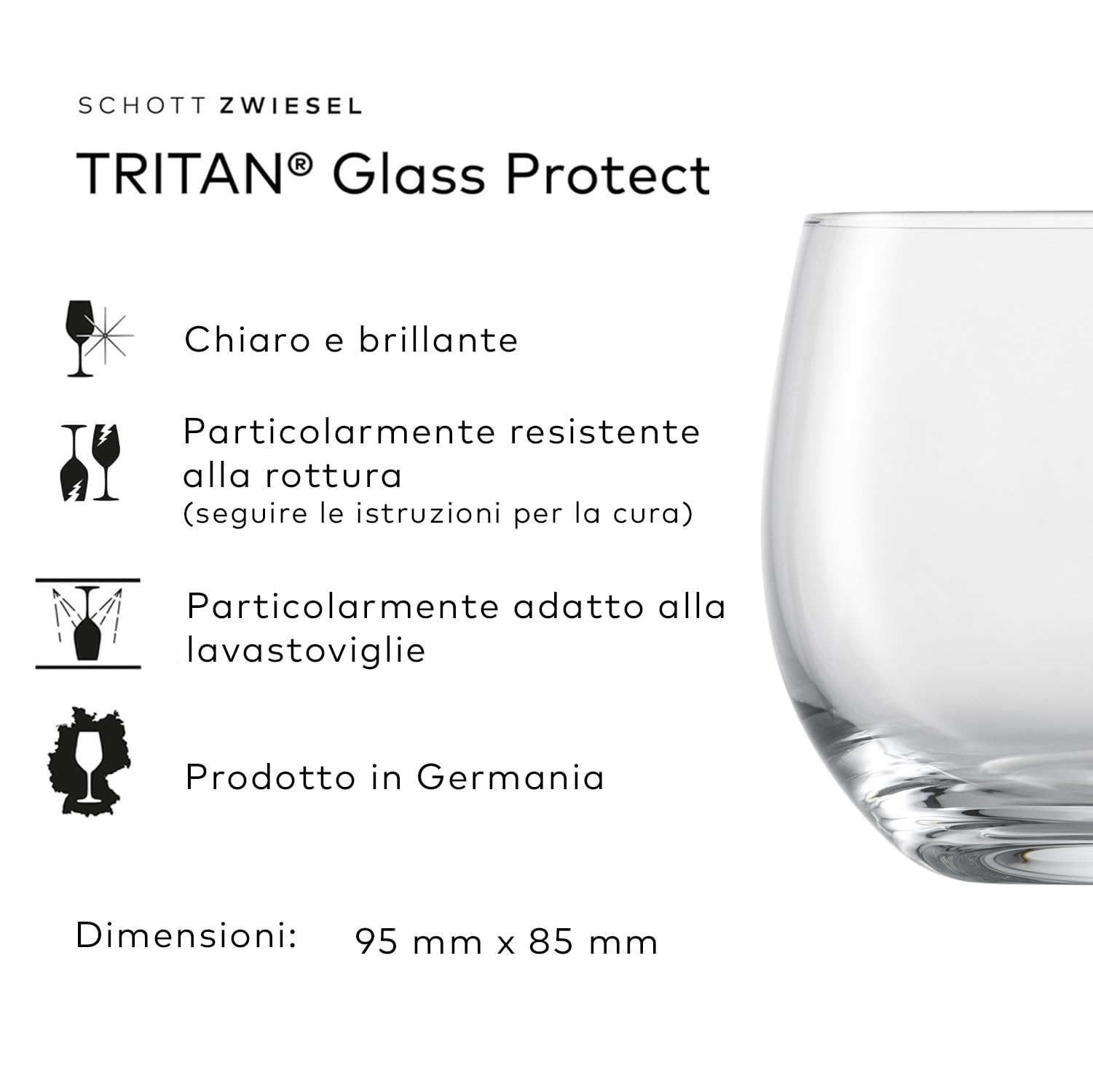 SCHOTT ZWIESEL Bicchiere da whisky For You (set di 4), tumbler a forma di bulbo per whisky, bicchieri in cristallo Tritan lavabili in lavastoviglie, Made in Germany (art.121876)