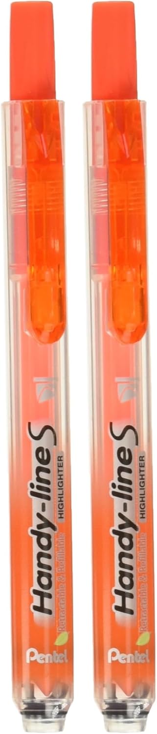 Pentel Handy-Line S Retractable and Refillable Highlighter, Chisel Tip, Orange Ink, Box of 12 (SXS15-F) (Pack of 2)