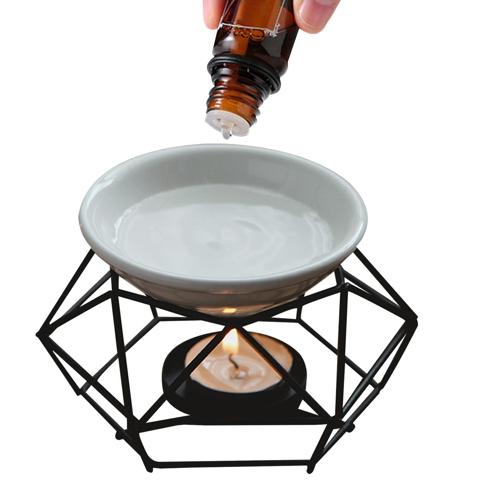 YKMYXZ wax burner， Tealight Candle Holder Aroma Oil Burner | Decorative Furnace for Tabletop(Black)