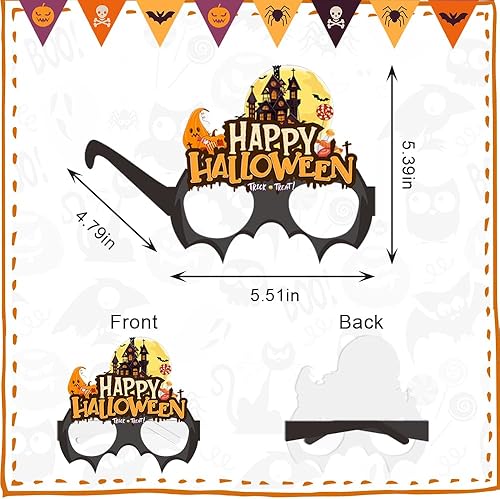 Vista 2 de Hying 16PCS Thanksgiving Halloween Party Eyeglasses for Party Decor Cosplay, Paper Thanksgiving Costume Eyewear for Kid Adult Naranja Negro Púrpura