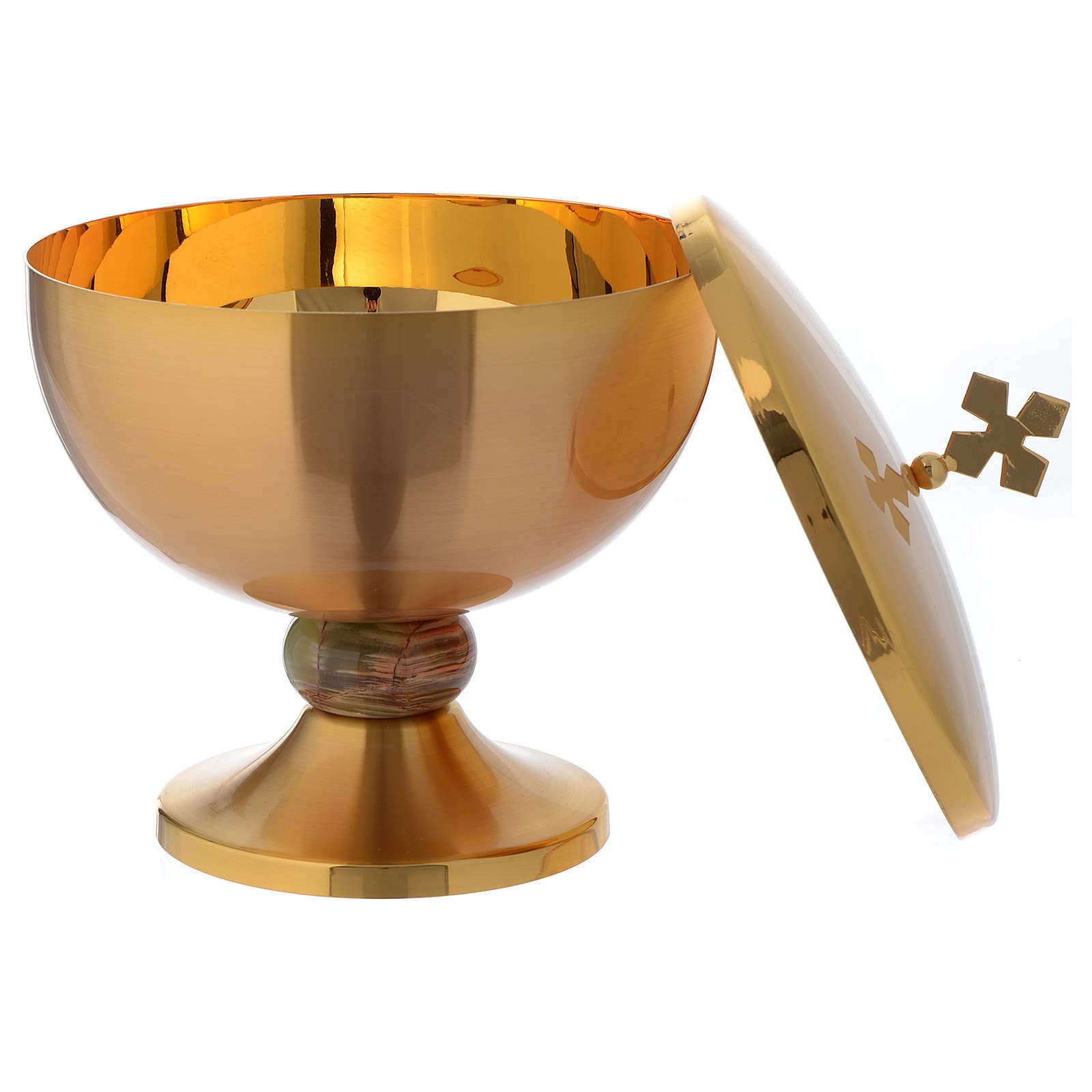 Holyart Kielichy Puszki Pateny metal: Puszka mosiądz pozłacany matowy krzyż