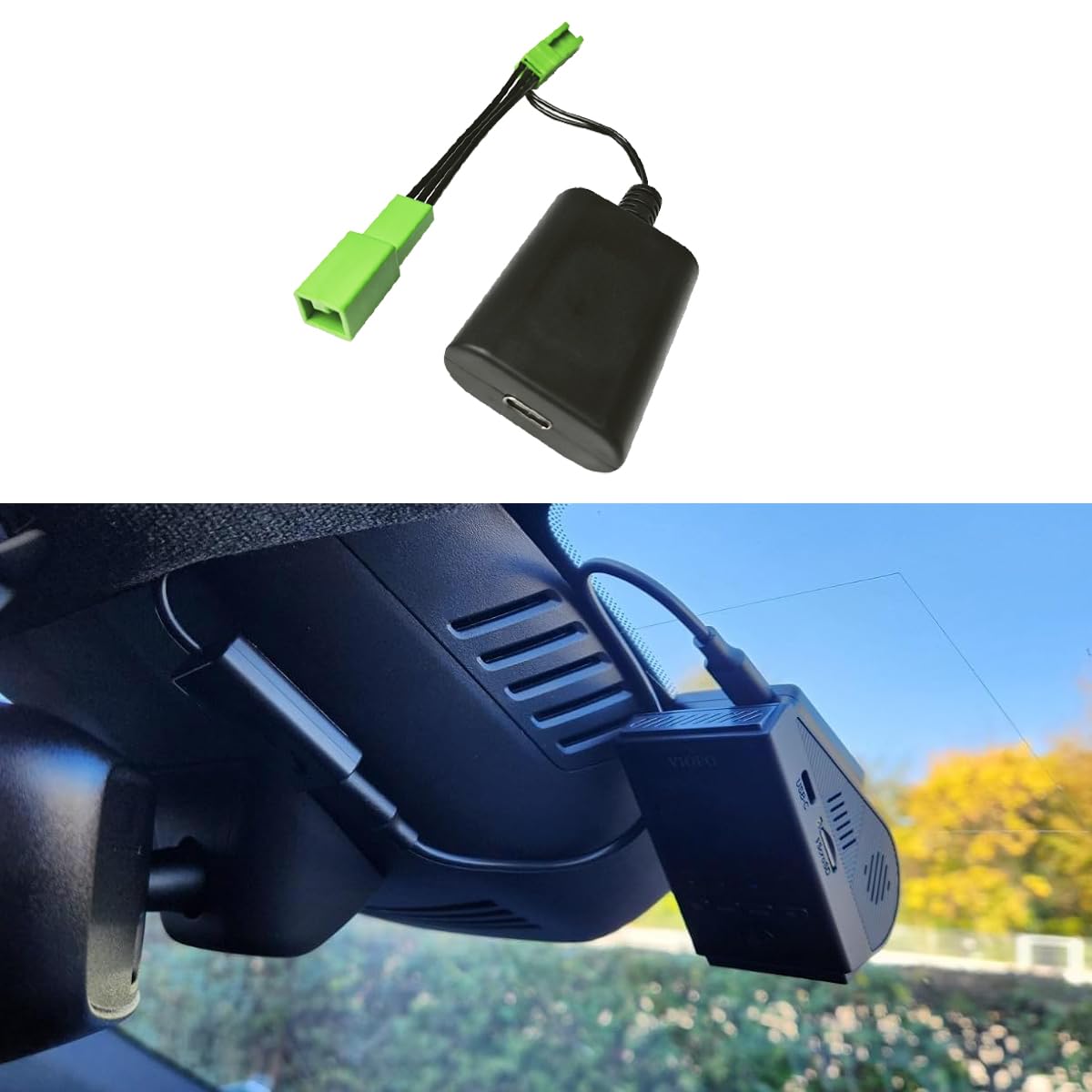 Pitruves Power Adapter Cable, 3-Pin Custom Dash Cam Connector for Volvo XC60 XC90 S60 V60 XC40 C40 Accessories, Hidden Wire Design (Model A)