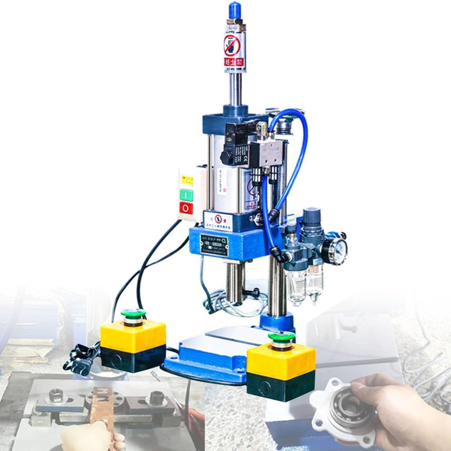 Pneumatic Punching Machine, Pneumatic Press Transfer Punching Machine For Sheet Metal Holes,Footswitch(Doublebutton,200KG)