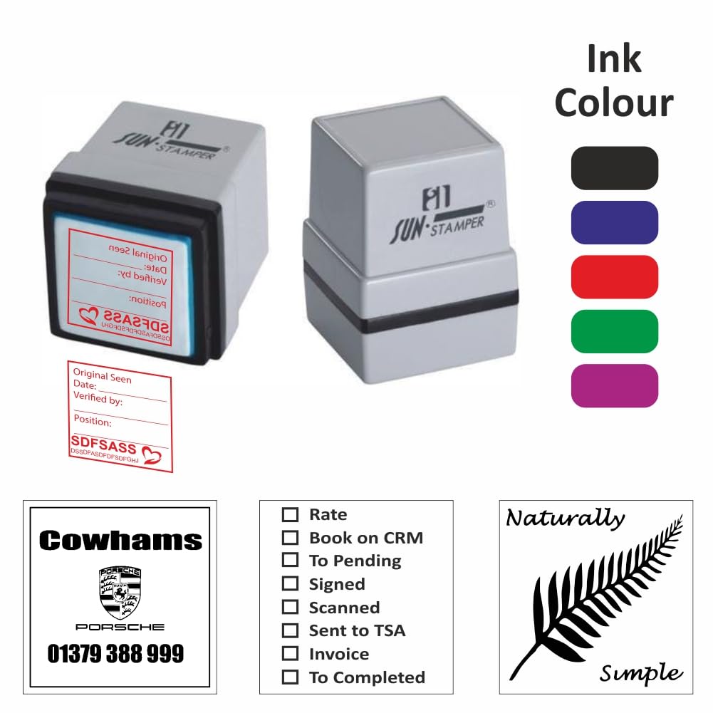 Sign Print Lab Personalized Rubber Stamp Custom Rubber Stamp for Business || Up to 4 Lines of Text || Company Stamp Size (45x45mm) Square Stamps || 10 Fonts to Choose